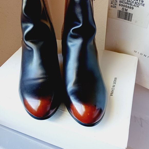 Midnigjt Velvet Brown/black short ankle zip up boots - Picture 3 of 9